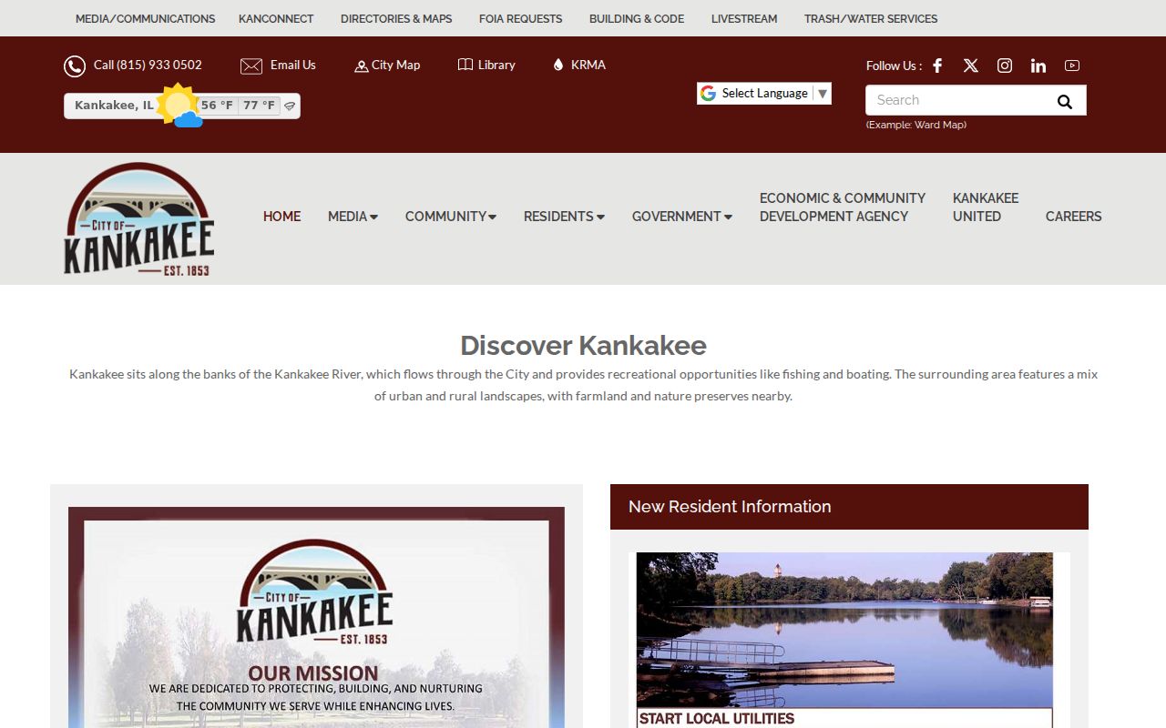 City of Kankakee history page describing the original town plat