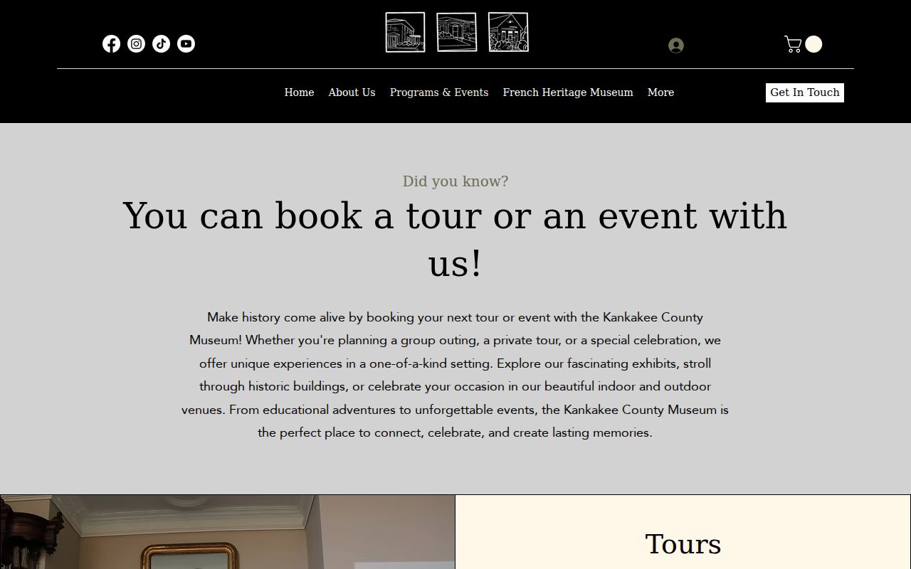 Kankakee County Museum page for appointment-based historical research