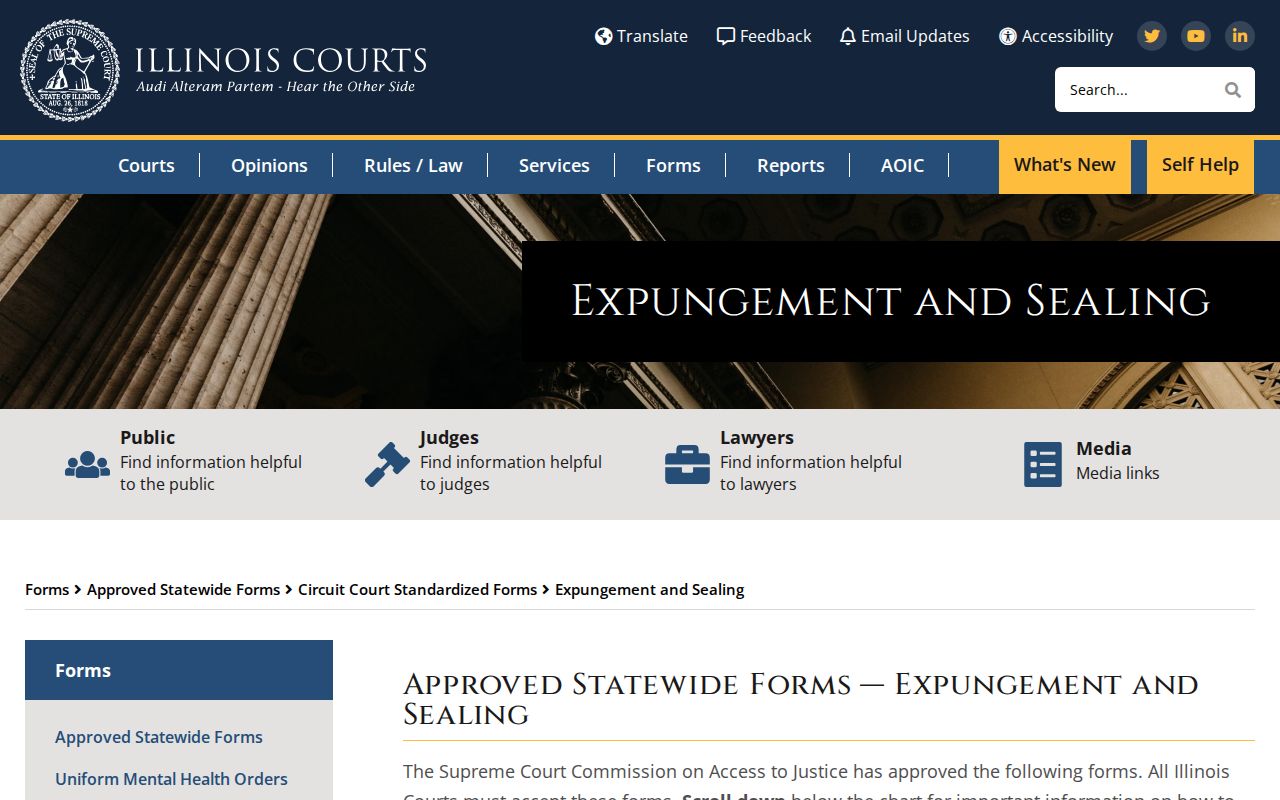 Illinois court sealing and expungement forms relevant to Kankakee neighbor privacy