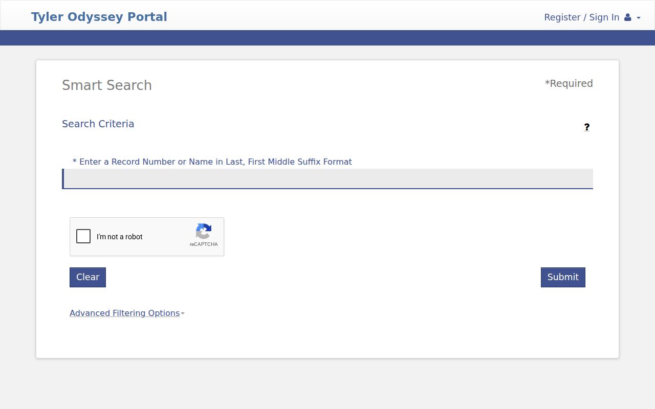 Kankakee Tyler Odyssey Smart Search name and record controls